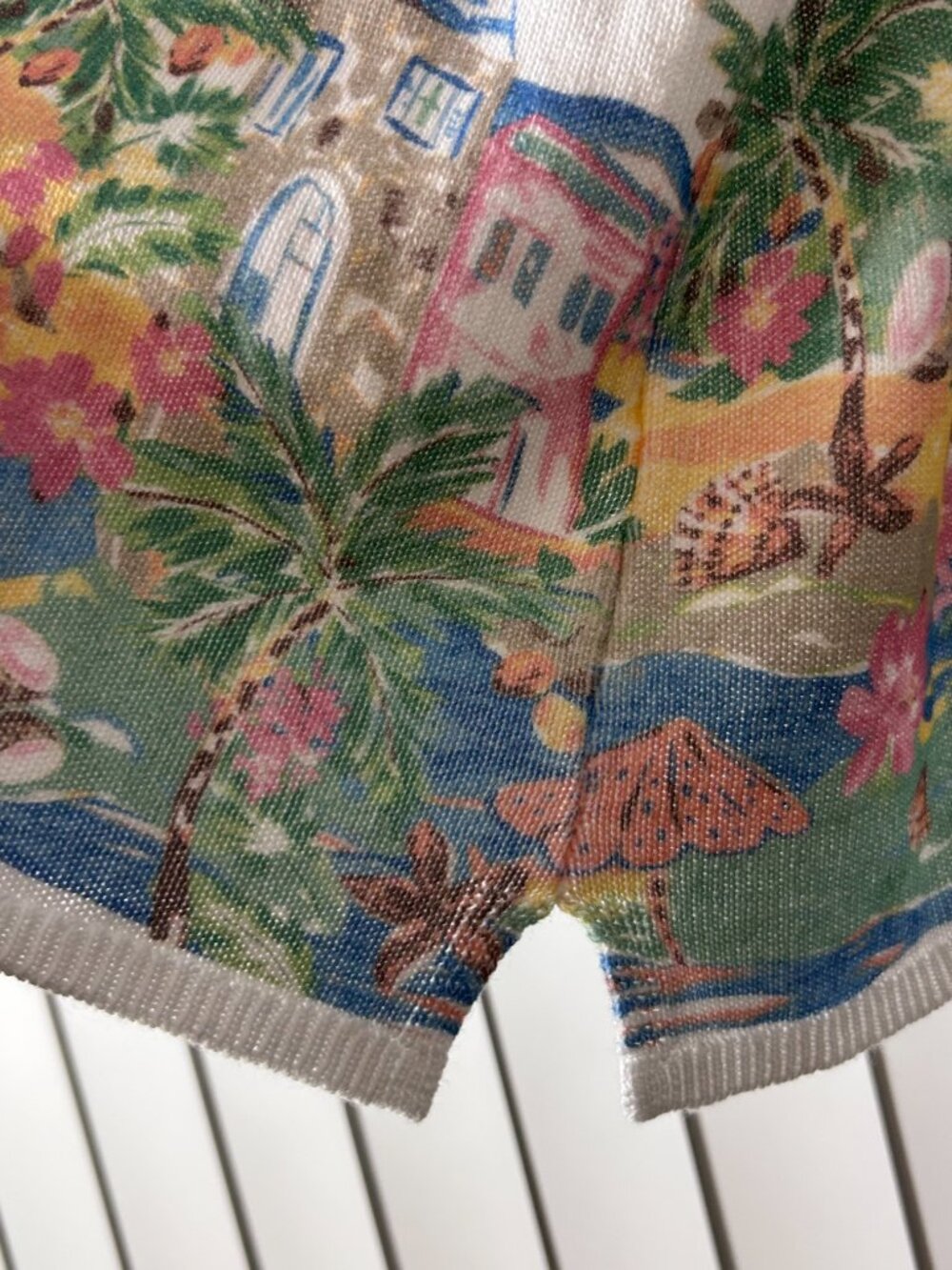 Women's Appleseeds Tropical Border-Print Summer Sweater Size XL Like New - Picture 9 of 10